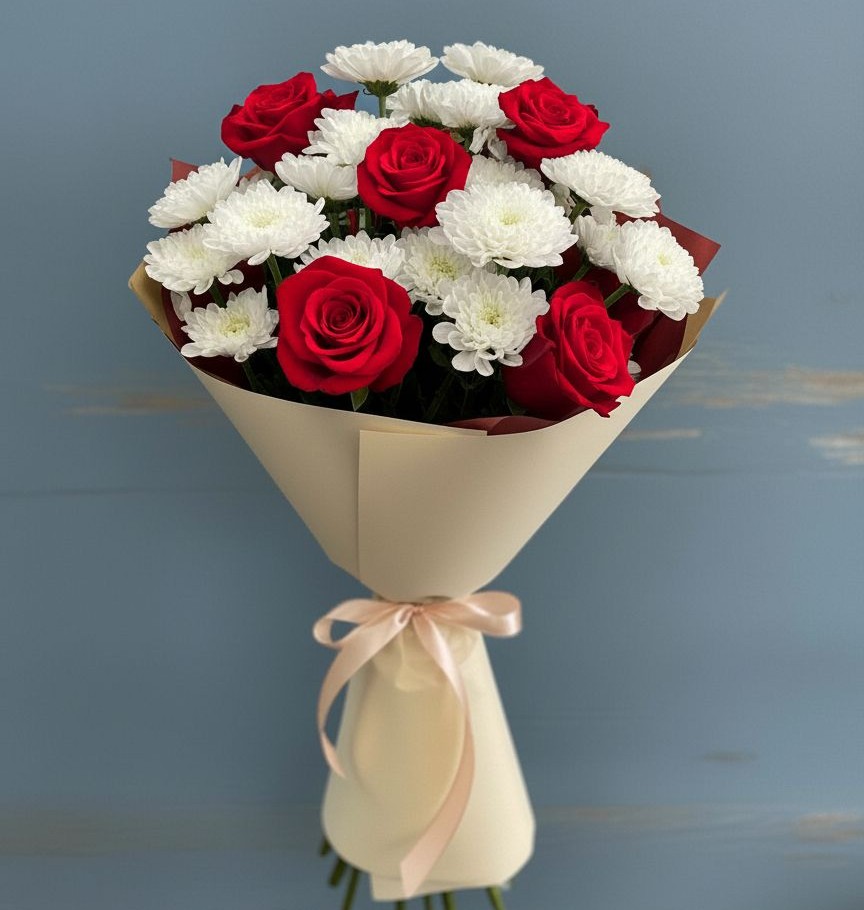 Букет цветов из: Розы и Хризантемы в Онохой