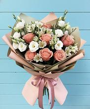 Букет цветов из:  Розы, Альстромерии и Лизиантусы в Онохой