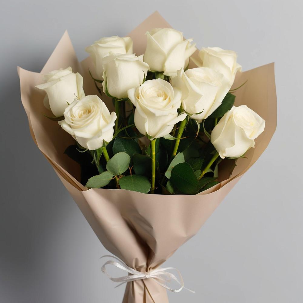 Букет 9 Белых роз Эдлесс Лав в Онохой