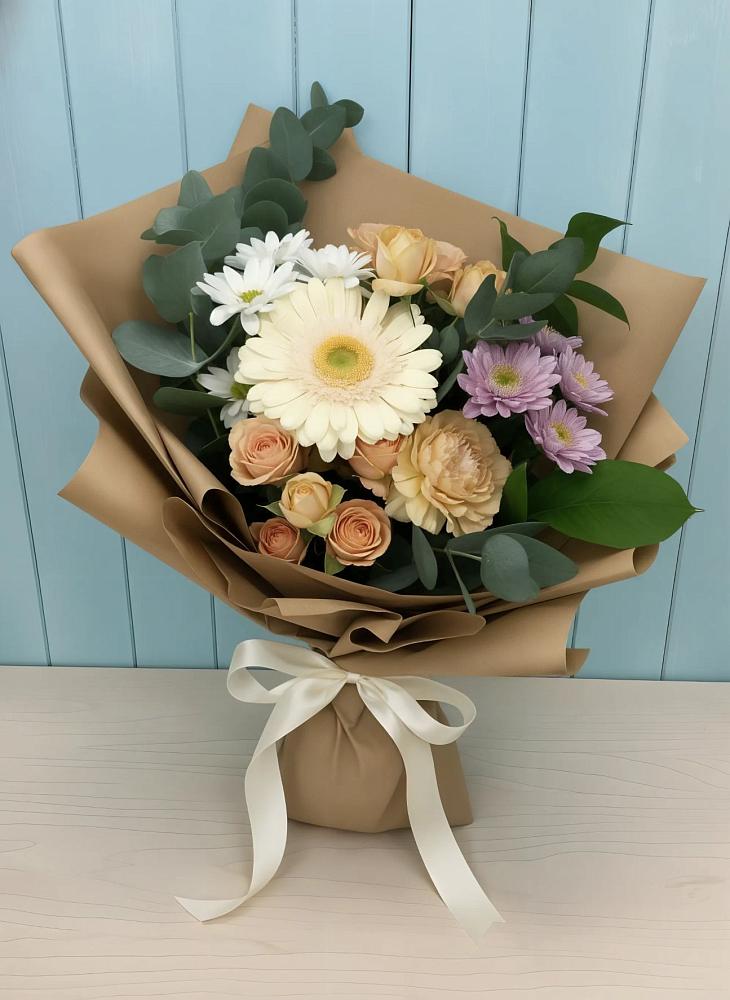 Букет цветов из: Герберы и Хризантемы в Онохой