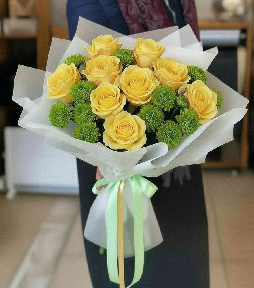 Букет цветов из: Хризантемы и Розы в Онохой