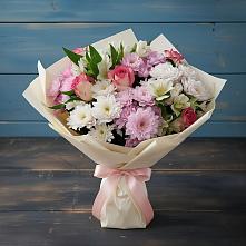 Букет цветов из:  Хризантемы, Альстромерии и Розы в Онохой