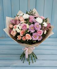 Букет цветов из:  Хризантемы, Розы и Альстромерии в Онохой