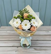 Букет цветов из:  Герберы, Розы и Хризантемы #REPLACE_PRED# Онохой