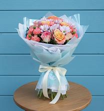 Букет цветов из:  Хризантемы и Розы в Онохой